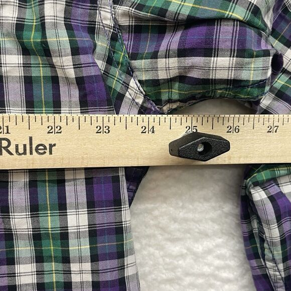 Vintage Tommy Jeans Shirt Mens Large Purple Green Tartan Plaid Button Down Logo - Picture 10 of 12